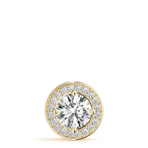 Yellow gold Halo Round Diamond Four-Prong Pendant 1