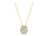 Yellow gold Halo Round Diamond Four-Prong Pendant_12