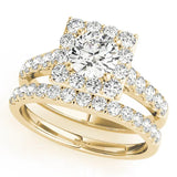 Yellow gold Halo Round Diamond Pave Band Prong Setting Ring 1