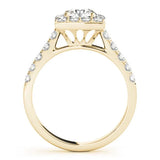Yellow gold Halo Round Diamond Pave Band Prong Setting Ring 2