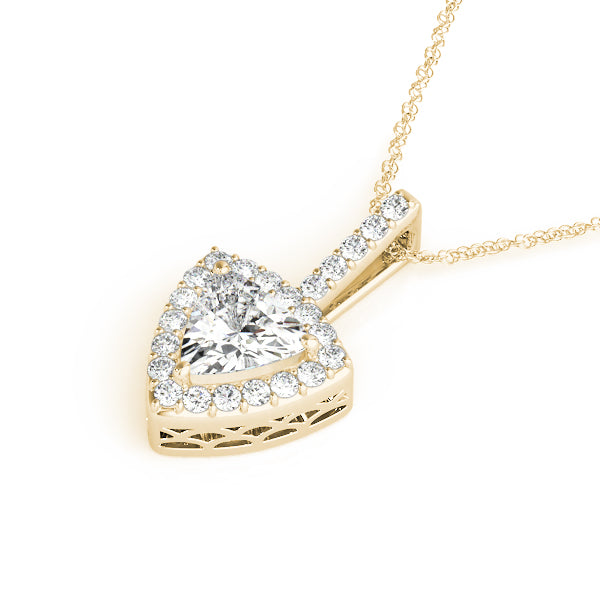 Yellow gold Halo Trillion Prong Pendant 1