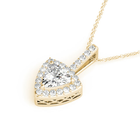 Yellow gold Halo Trillion Prong Pendant 1