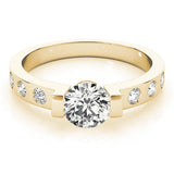 Yellow gold Heart Brilliant Channel-Set Diamond Ring with Bezel Prong Setting 1
