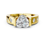 Yellow gold Heart Brilliant Channel-Set Diamond Ring with Bezel Prong Setting_6
