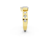 Yellow gold Heart Brilliant Channel-Set Diamond Ring with Bezel Prong Setting_8
