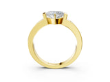 Yellow gold Heart Brilliant Channel-Set Diamond Ring with Bezel Prong Setting_9