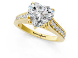 Yellow gold Heart Brilliant Cut Diamond Engagement Ring with Pavé Band and Four-Prong Setting_63