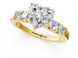 Yellow gold Heart Brilliant Cut Diamond Five-Stone Prong Set Engagement Ring with Channel Band_24