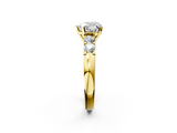 Yellow gold Heart Brilliant Cut Diamond Five-Stone Prong Set Engagement Ring with Channel Band_25