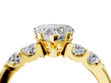 Yellow gold Heart Brilliant Cut Diamond Five-Stone Prong Set Engagement Ring with Channel Band_27