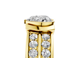 Yellow gold Heart Brilliant Diamond Channel Set Wide Band Ring with Bezel Setting_25