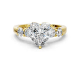 Yellow gold Heart Brilliant Diamond Five-Stone Engagement Ring with Prong Setting on a Classic Band_16