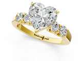 Yellow gold Heart Brilliant Diamond Five-Stone Engagement Ring with Prong Setting on a Classic Band_17