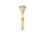 Yellow gold Heart Brilliant Diamond Five-Stone Engagement Ring with Prong Setting on a Classic Band_18