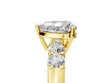 Yellow gold Heart Brilliant Diamond Five-Stone Engagement Ring with Prong Setting on a Classic Band_21