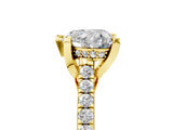 Yellow gold Heart Brilliant Diamond Solitaire with Pavé Band and Four-Prong Setting 1
