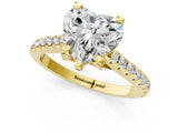 Yellow gold Heart Brilliant Diamond Solitaire with Pavé Band and Four-Prong Setting 3