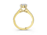 Yellow gold Heart Brilliant Diamond Solitaire with Pavé Band and Four-Prong Setting 5