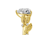 Yellow gold Heart Brilliant Solitaire with Leaf Motif Band and Four-Prong Setting_79