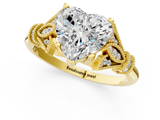 Yellow gold Heart Brilliant Solitaire with Pave Band and Four-Prong Setting_21