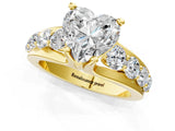 Yellow gold Heart Brilliant Solitaire with Side Stones on a Pave Band and Four-Prong Setting_25