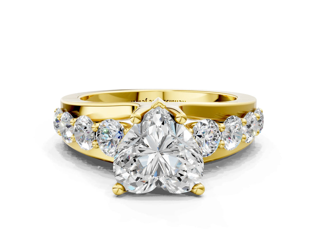 Yellow gold Heart Brilliant Solitaire with Side Stones on a Pave Band and Four-Prong Setting_50