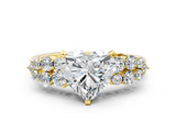 Yellow gold Heart Cluster Diamond Engagement Ring with Pavé Band and Four-Prong Setting_65