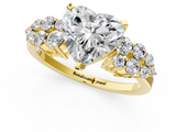 Yellow gold Heart Cluster Diamond Engagement Ring with Pavé Band and Four-Prong Setting_66