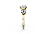 Yellow gold Heart Cluster Diamond Engagement Ring with Pavé Band and Four-Prong Setting_67