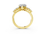 Yellow gold Heart Cluster Diamond Engagement Ring with Pavé Band and Four-Prong Setting_68