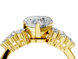 Yellow gold Heart Cluster Diamond Engagement Ring with Pavé Band and Four-Prong Setting_69