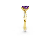 Yellow gold Heart Cut Amethyst Engagement Ring with Side Stone Accents and Four-Prong Setting_26
