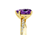 Yellow gold Heart Cut Amethyst Engagement Ring with Side Stone Accents and Four-Prong Setting_29