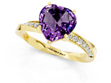 Yellow gold Heart Cut Amethyst Engagement Ring with Side Stone Accents and Four-Prong Setting_61