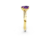 Yellow gold Heart Cut Amethyst Engagement Ring with Side Stone Accents and Four-Prong Setting_62