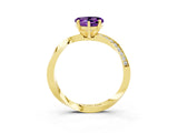 Yellow gold Heart Cut Amethyst Engagement Ring with Side Stone Accents and Four-Prong Setting_63