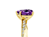 Yellow gold Heart Cut Amethyst Engagement Ring with Side Stone Accents and Four-Prong Setting_65