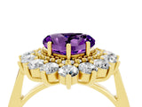 Yellow gold Heart Cut Amethyst Floral Double Halo Engagement Ring with Prong Setting_64
