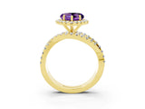 Yellow gold Heart Cut Amethyst Halo Ring with Round Split Shank and Prong Setting_51
