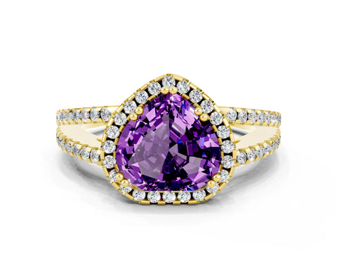 Yellow gold Heart Cut Amethyst Halo Split Shank Engagement Ring_12