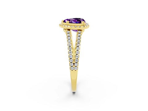 Yellow gold Heart Cut Amethyst Halo Split Shank Engagement Ring_14