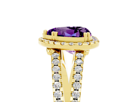 Yellow gold Heart Cut Amethyst Halo Split Shank Engagement Ring_17