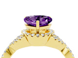 Yellow gold Heart Cut Amethyst  Halo Twist Band Solitaire Prong Setting Ring_40