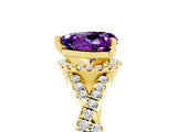 Yellow gold Heart Cut Amethyst  Halo Twist Band Solitaire Prong Setting Ring_41