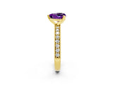 Yellow gold Heart Cut Amethyst Milgrain Pavé Engagement Ring with Four-Prong Setting_14