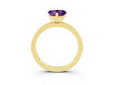 Yellow gold Heart Cut Amethyst Milgrain Pavé Engagement Ring with Four-Prong Setting_15