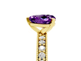 Yellow gold Heart Cut Amethyst Milgrain Pavé Engagement Ring with Four-Prong Setting_17