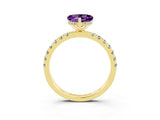 Yellow gold Heart Cut Amethyst Pave Band Solitaire Ring with Four-Prong Setting_27