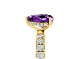 Yellow gold Heart Cut Amethyst Pave Band Solitaire Ring with Four-Prong Setting_29