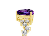 Yellow gold Heart Cut Amethyst Scattered Round Accent Ring with Prong Setting_29